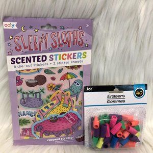 Ooly Sleepy Sloths Scented Stickers & Erasers Set
